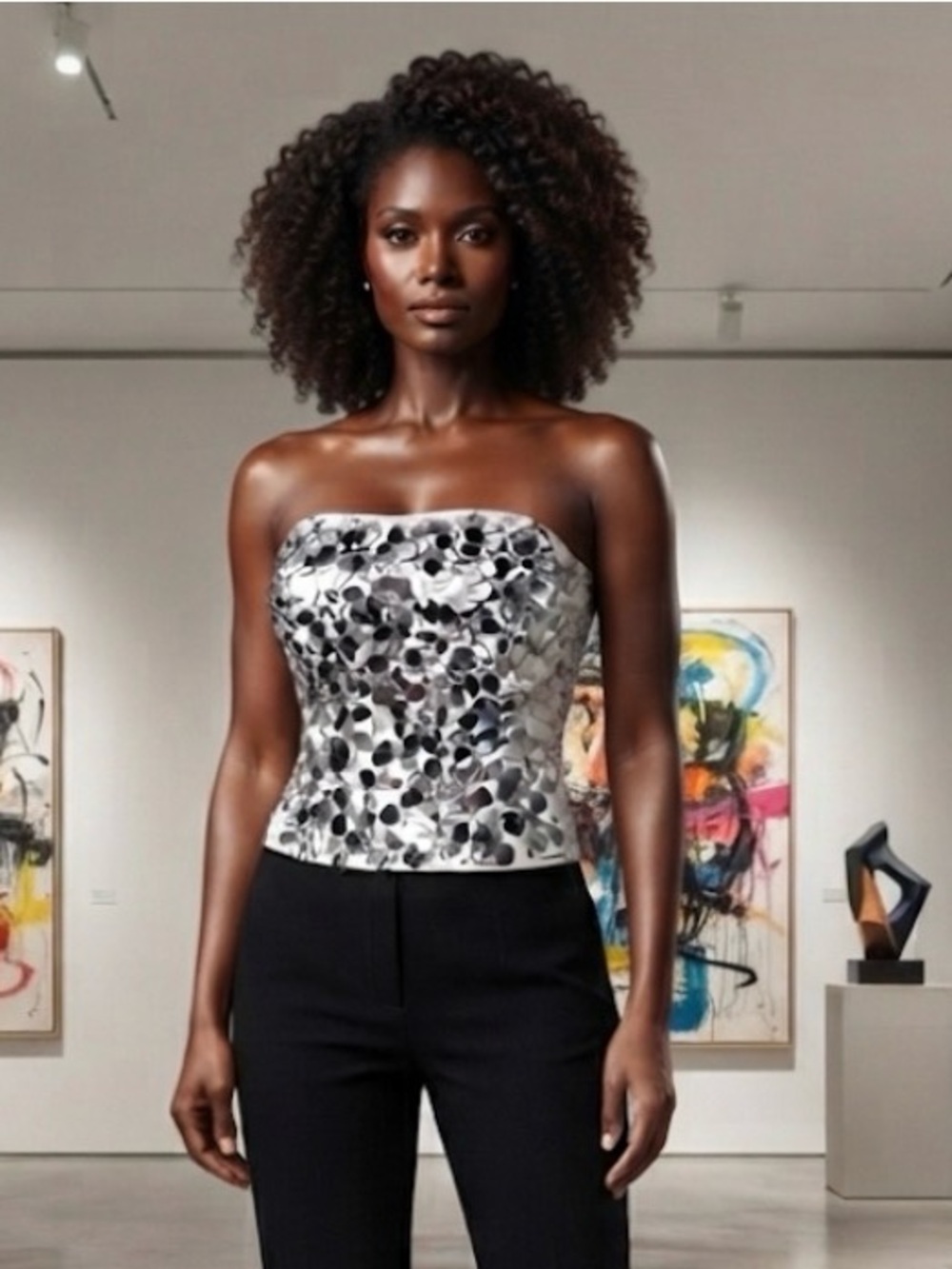 Riley & James Sequined White Strapless Tube Top